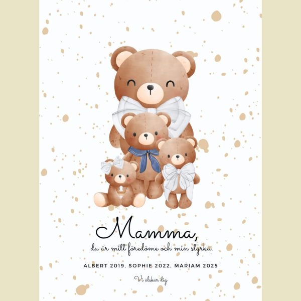 Mamma Björn och hennes små Personlig Poster